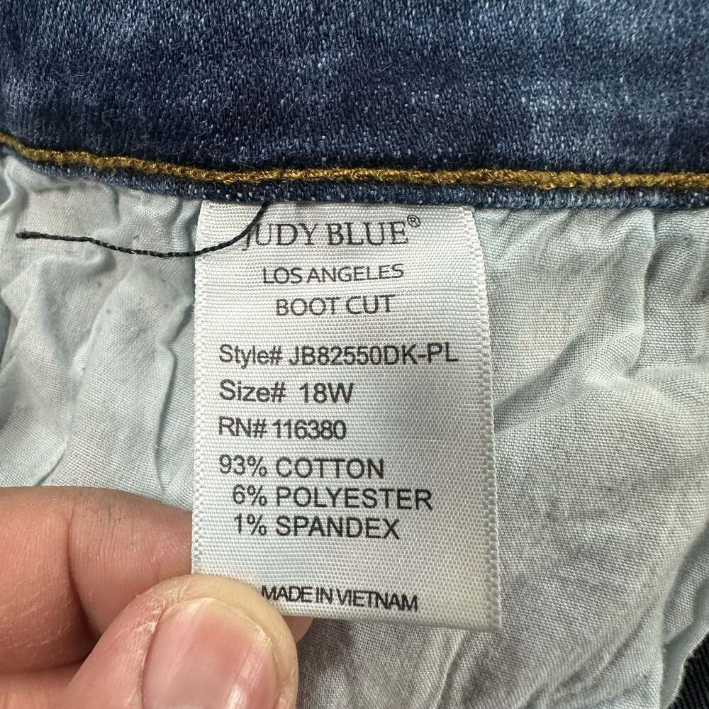 Judy Blue Bootcut Jeans Size 18W Dark Wash Frayed Hem Womens - Picture 4 of 11